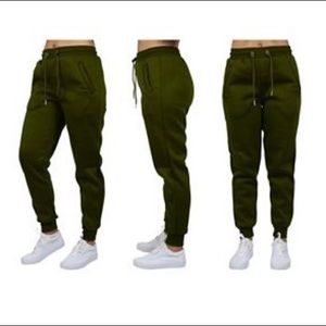 Olive green fleece jogger sweatpants